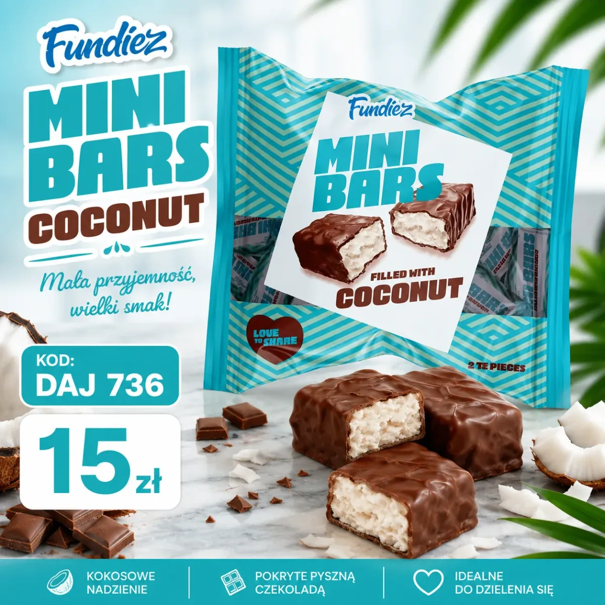 Fundiez Mini Bars Coconut Batoniki 12szt 190g