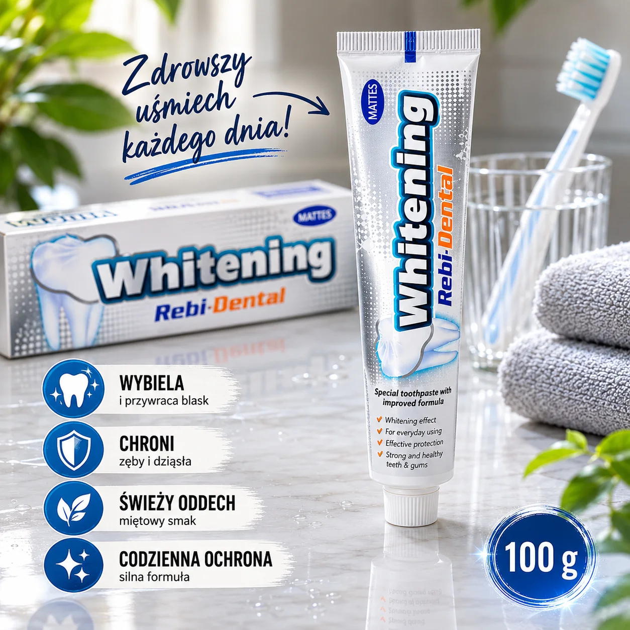 Mattes Rebi-Dental Whitening wybielająca pasta do zębów 100ml