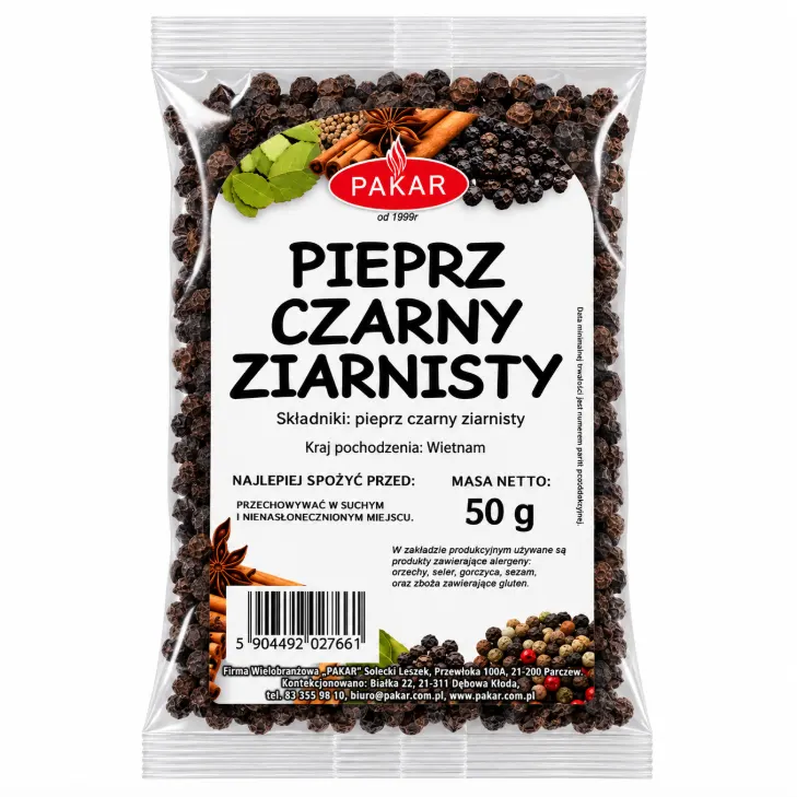 Pieprz czarny ziarnisty 50g 8%